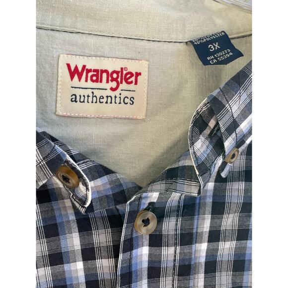 Wrangler Authentics 3X blue plaid long sleeve shirt - Picture 3 of 4